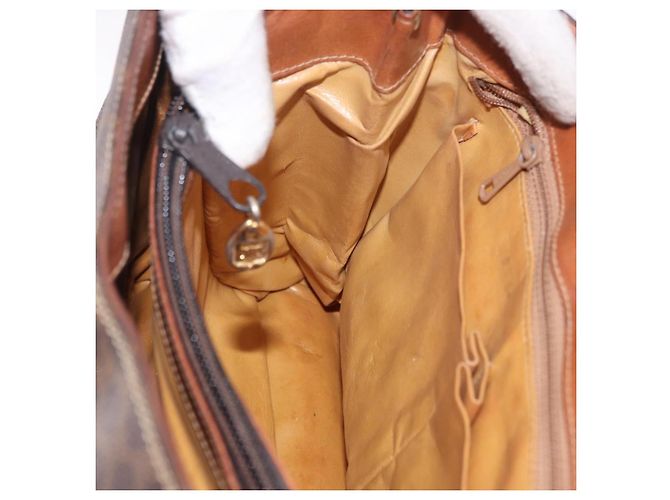 Céline Borsa a Mano CELINE Macadam Canvas PVC Marrone Oro Auth 190562 D'oro - vista 22