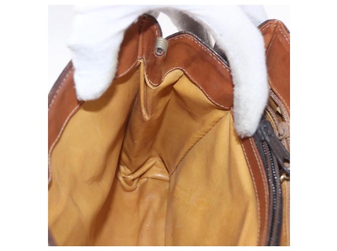 Céline Borsa a Mano CELINE Macadam Canvas PVC Marrone Oro Auth 190562 D'oro - vista 24