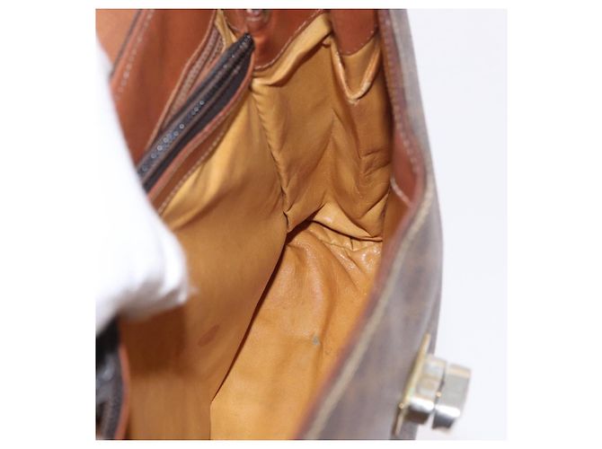 Céline Borsa a Mano CELINE Macadam Canvas PVC Marrone Oro Auth 190562 D'oro - vista 25