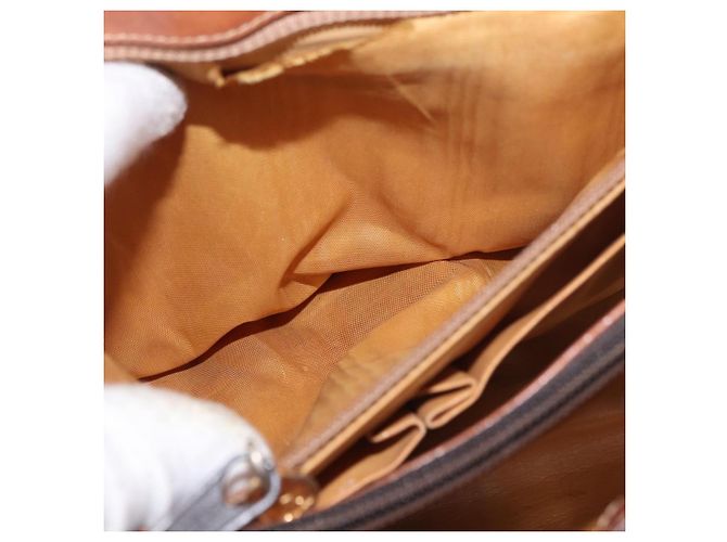 Céline Borsa a Mano CELINE Macadam Canvas PVC Marrone Oro Auth 190562 D'oro - vista 27
