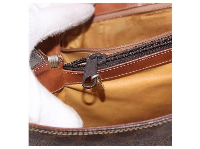 Céline Borsa a Mano CELINE Macadam Canvas PVC Marrone Oro Auth 190562 D'oro - vista 28