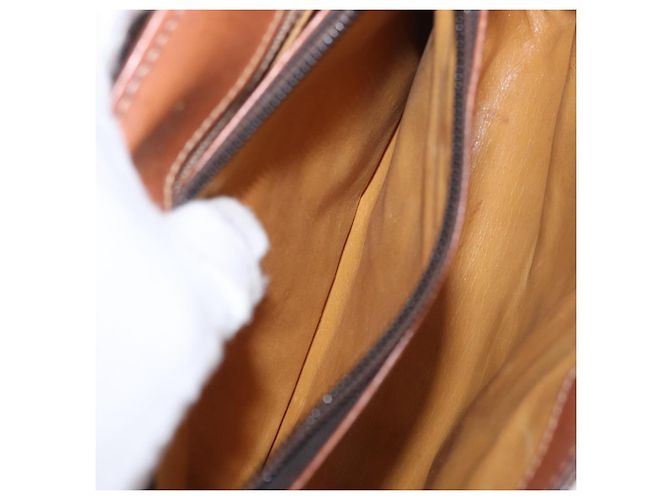 Céline Borsa a Mano CELINE Macadam Canvas PVC Marrone Oro Auth 190562 D'oro - vista 29