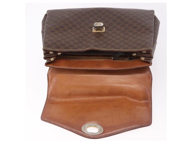 Céline Borsa a Mano CELINE Macadam Canvas PVC Marrone Oro Auth 190562 D'oro - vista 9