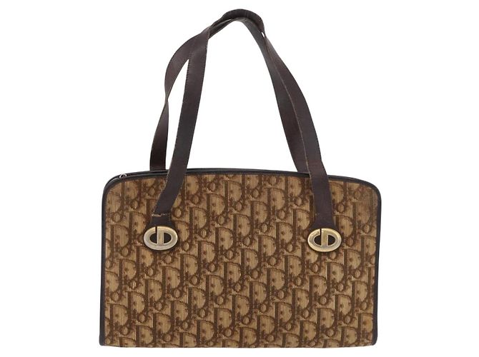 Borsa Christian Dior Trotter Beige Oro Auth 189192 D'oro - vista 2
