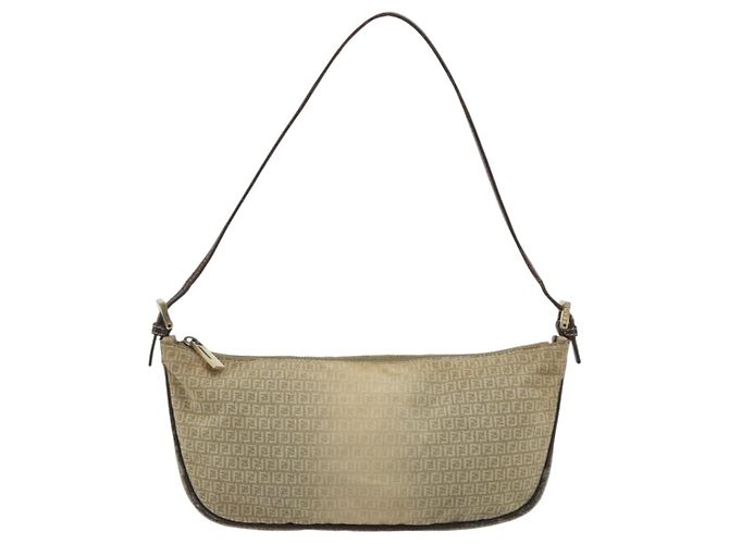 FENDI Zucchino Canvas Hand Pouch Beige Gold Authentisch 188611A Golden - Ansicht 13