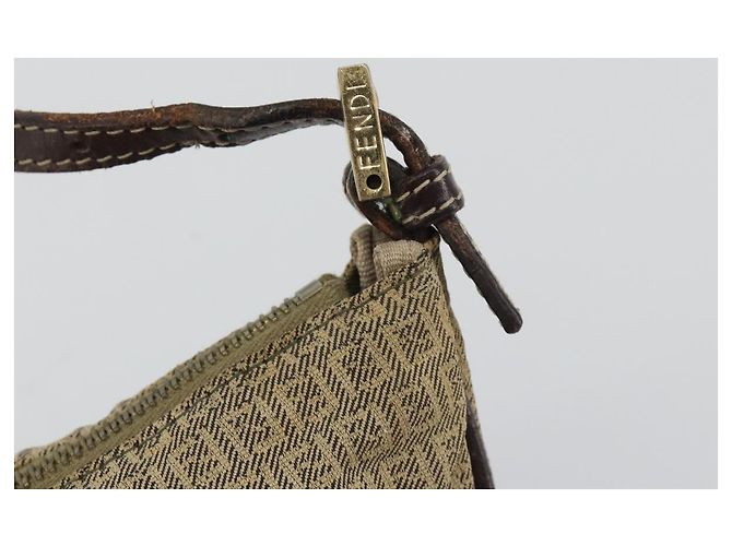 FENDI Zucchino Canvas Hand Pouch Beige Gold Authentisch 188611A Golden - Ansicht 18