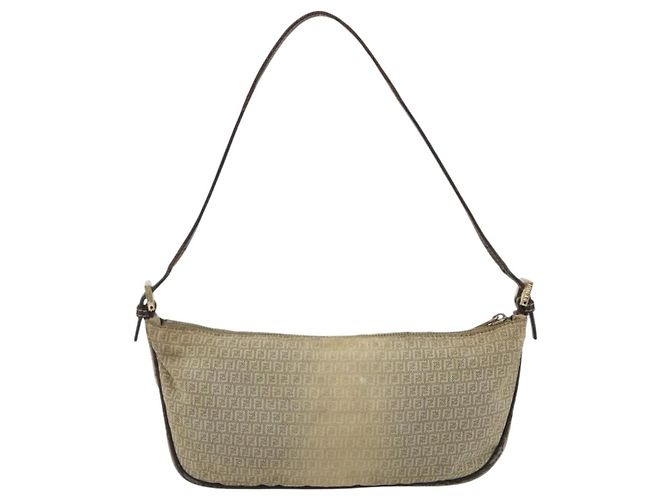 FENDI Zucchino Canvas Hand Pouch Beige Gold Authentisch 188611A Golden - Ansicht 2