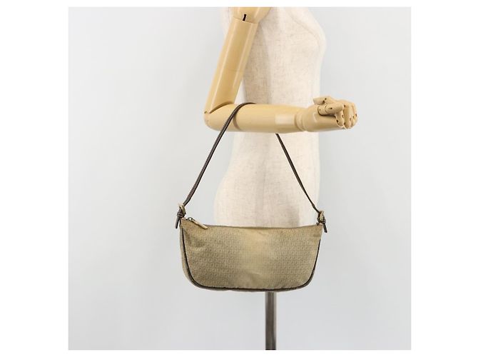 FENDI Zucchino Canvas Hand Pouch Beige Gold Authentisch 188611A Golden - Ansicht 22