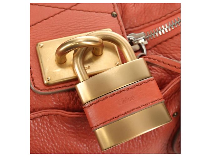 Chloé Borsa a mano Chloe Paddington in pelle Arancione Oro Argento Autentica am12020SAM D'oro - vista 15