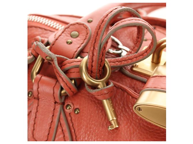 Chloé Borsa a mano Chloe Paddington in pelle Arancione Oro Argento Autentica am12020SAM D'oro - vista 16