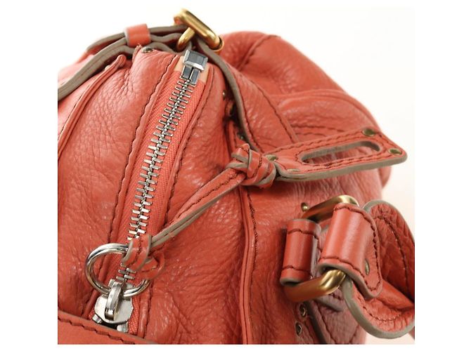 Chloé Borsa a mano Chloe Paddington in pelle Arancione Oro Argento Autentica am12020SAM D'oro - vista 17