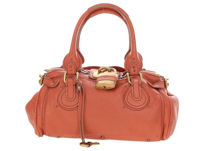 Chloé Borsa a mano Chloe Paddington in pelle Arancione Oro Argento Autentica am12020SAM D'oro - vista 2