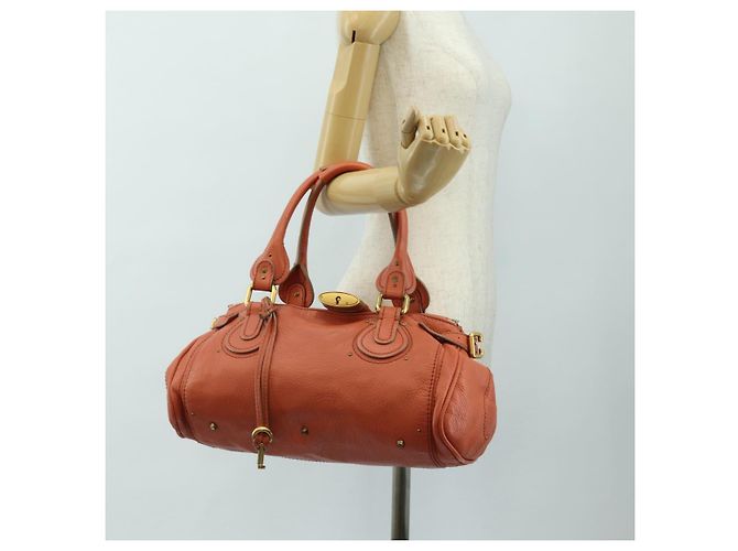 Chloé Borsa a mano Chloe Paddington in pelle Arancione Oro Argento Autentica am12020SAM D'oro - vista 25