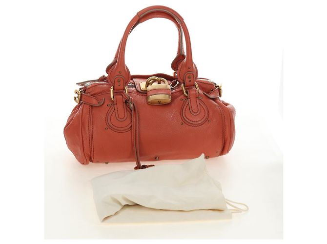 Chloé Borsa a mano Chloe Paddington in pelle Arancione Oro Argento Autentica am12020SAM D'oro - vista 26