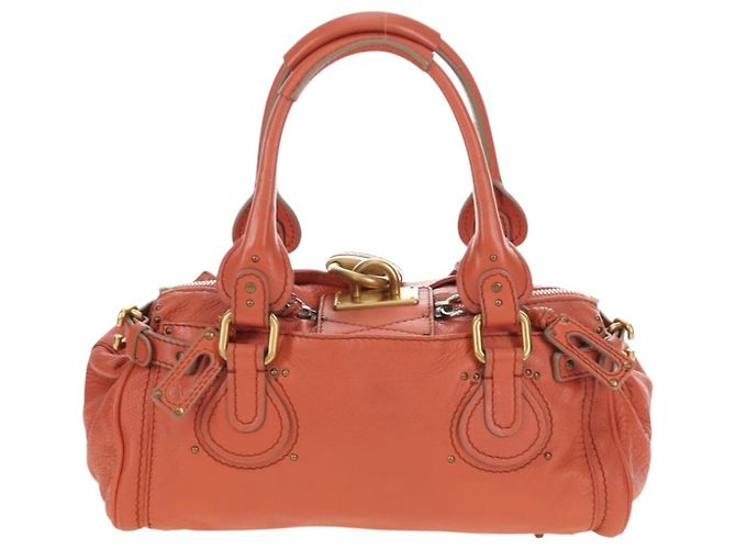 Chloé Borsa a mano Chloe Paddington in pelle Arancione Oro Argento Autentica am12020SAM D'oro - vista 3