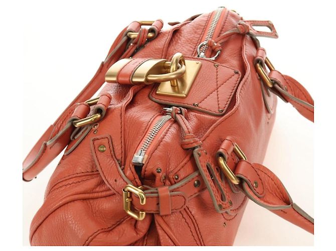 Chloé Borsa a mano Chloe Paddington in pelle Arancione Oro Argento Autentica am12020SAM D'oro - vista 6