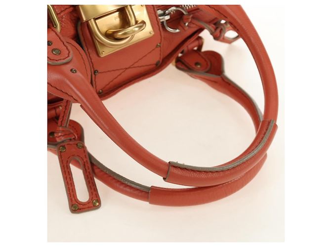 Chloé Borsa a mano Chloe Paddington in pelle Arancione Oro Argento Autentica am12020SAM D'oro - vista 7