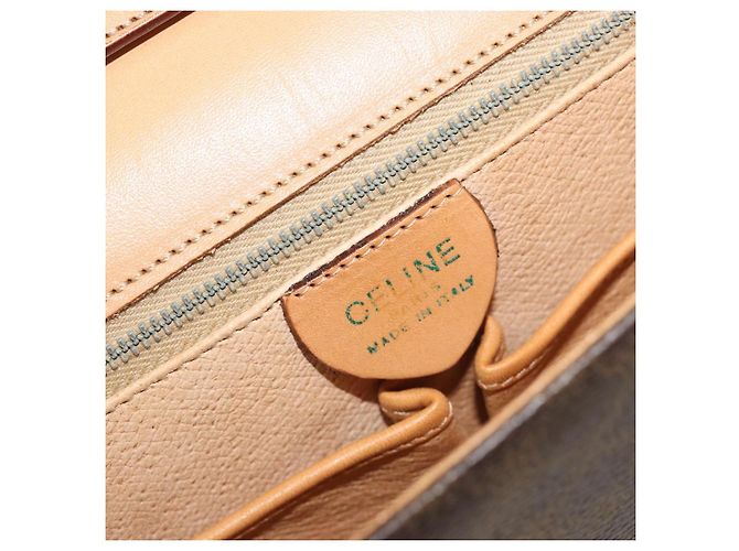 Céline Borsa a Spalla CELINE Macadam Canvas PVC Pelle Marrone Oro Auth 189539A D'oro - vista 19