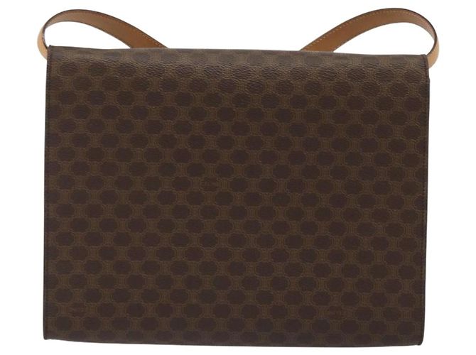 Céline Borsa a Spalla CELINE Macadam Canvas PVC Pelle Marrone Oro Auth 189539A D'oro - vista 2