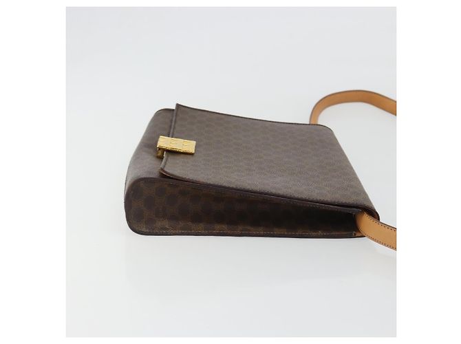 Céline Borsa a Spalla CELINE Macadam Canvas PVC Pelle Marrone Oro Auth 189539A D'oro - vista 3