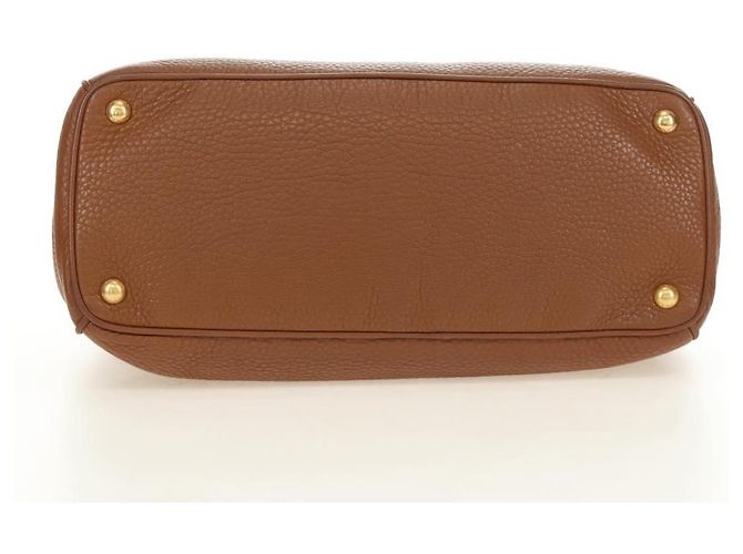 Sac à main PRADA en cuir Vittero Dino marron avec détails dorés Authentique 189305V - vue 5