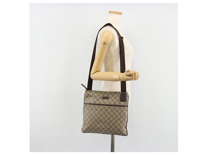 Borsa a tracolla GUCCI GG Supreme PVC Beige Argento 141626 Auth 190277A - vista 24