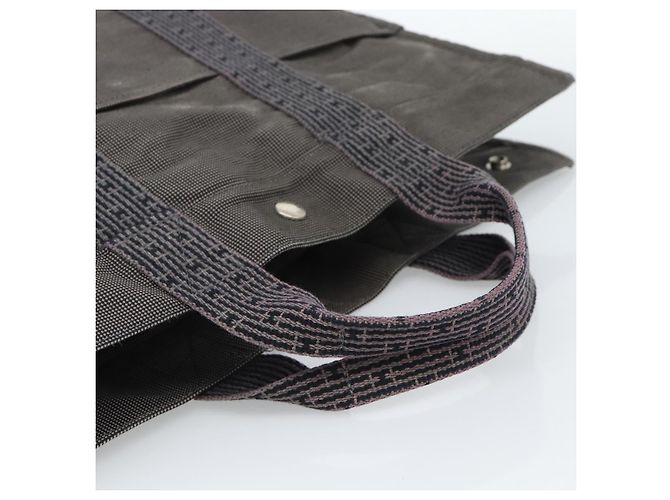 Hermès HERMES Her Line MM Handtasche Canvas Grau Silber Authentisch 189544 Braun - Ansicht 7