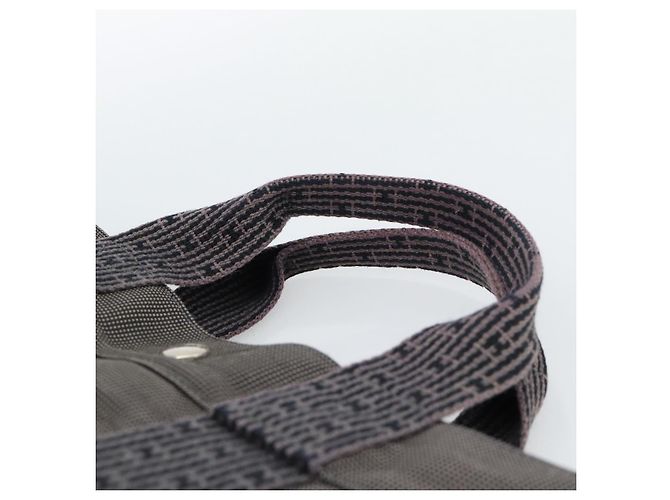 Hermès HERMES Her Line MM Handtasche Canvas Grau Silber Authentisch 189544 Braun - Ansicht 8