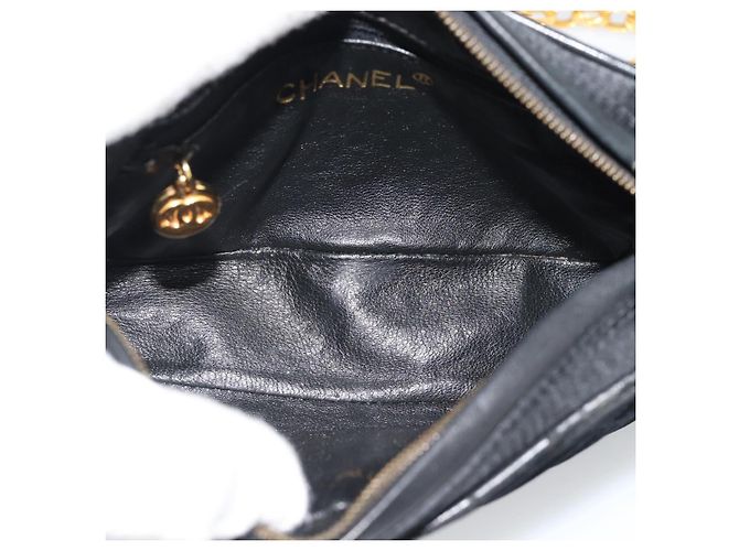 CHANEL Matelasse Chain Shoulder Bag Satin Black Gold CC Auth 189794V Preto Dourado - vista 10