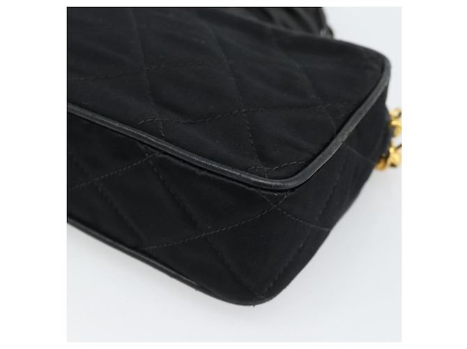 CHANEL Matelasse Chain Shoulder Bag Satin Black Gold CC Auth 189794V Preto Dourado - vista 17