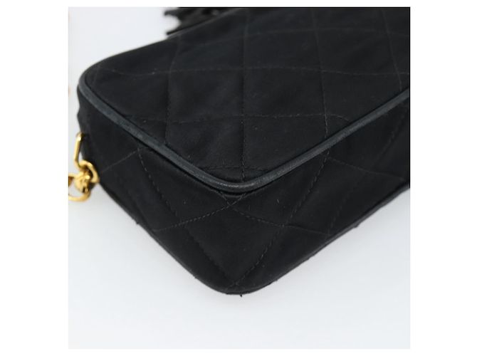 CHANEL Matelasse Chain Shoulder Bag Satin Black Gold CC Auth 189794V Preto Dourado - vista 18