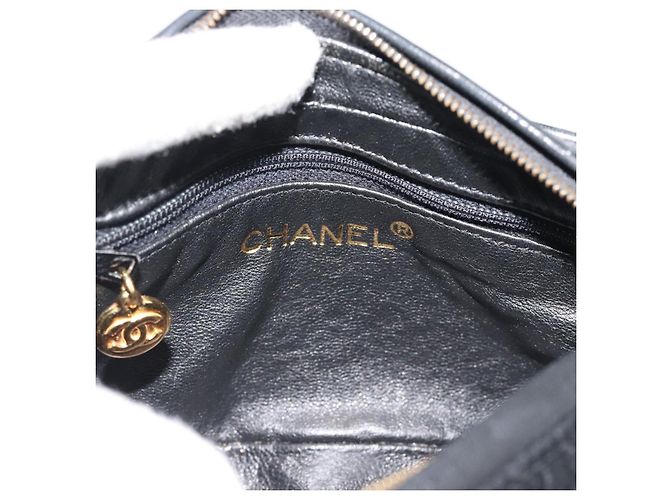 CHANEL Matelasse Chain Shoulder Bag Satin Black Gold CC Auth 189794V Preto Dourado - vista 19