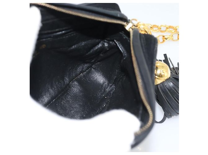 CHANEL Matelasse Chain Shoulder Bag Satin Black Gold CC Auth 189794V Preto Dourado - vista 20