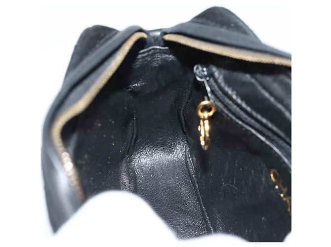 CHANEL Matelasse Chain Shoulder Bag Satin Black Gold CC Auth 189794V Preto Dourado - vista 21