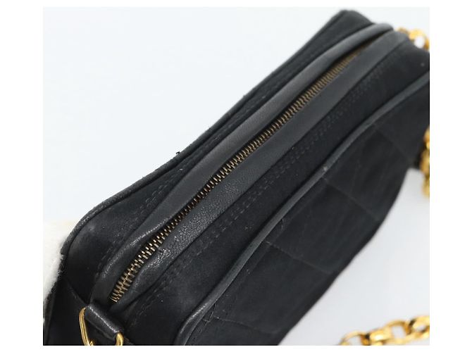 CHANEL Matelasse Chain Shoulder Bag Satin Black Gold CC Auth 189794V Preto Dourado - vista 6