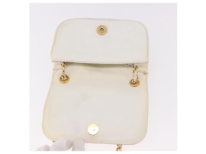 CHANEL Chain Shoulder Bag Lammleder Weiß Gold CC Auth 186589A Golden - Ansicht 10