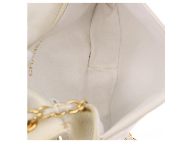 CHANEL Chain Shoulder Bag Lammleder Weiß Gold CC Auth 186589A Golden - Ansicht 11