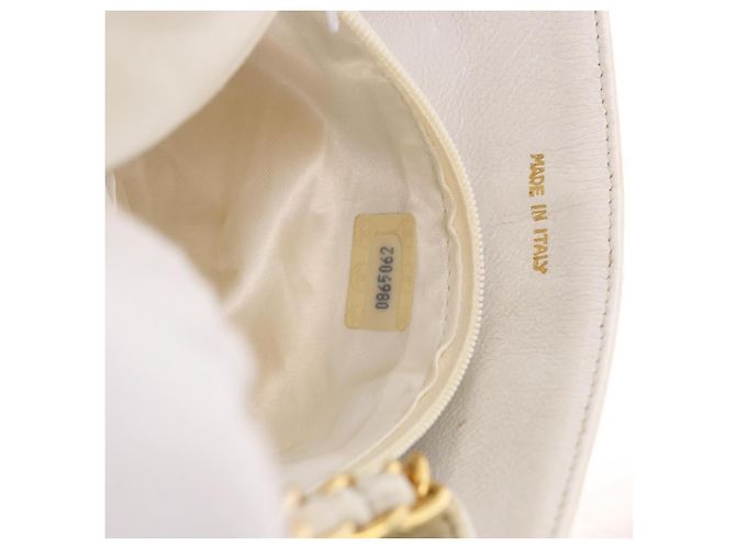 CHANEL Chain Shoulder Bag Lammleder Weiß Gold CC Auth 186589A Golden - Ansicht 12