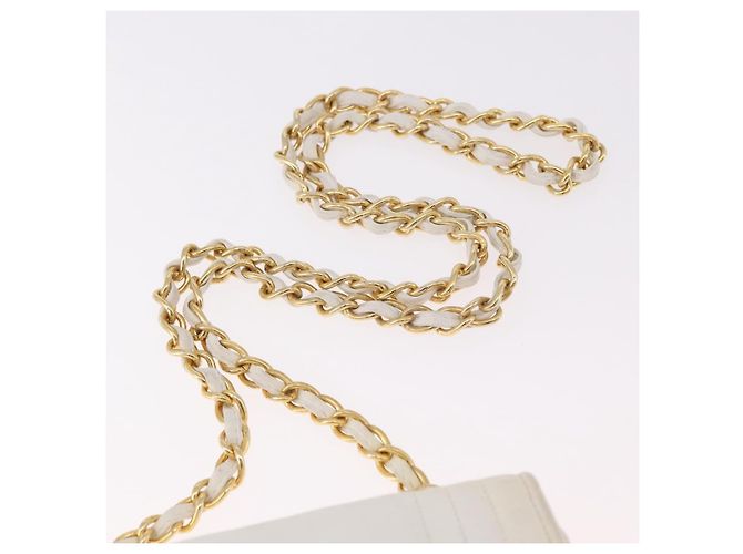 CHANEL Chain Shoulder Bag Lammleder Weiß Gold CC Auth 186589A Golden - Ansicht 14