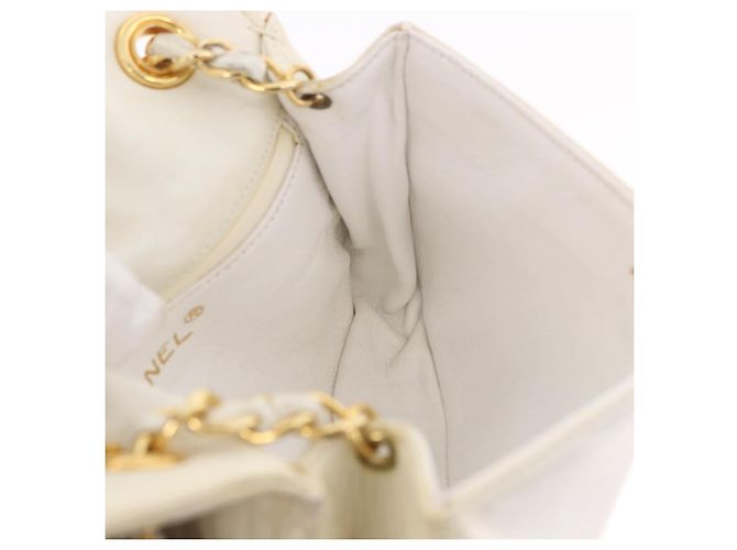 CHANEL Chain Shoulder Bag Lammleder Weiß Gold CC Auth 186589A Golden - Ansicht 19