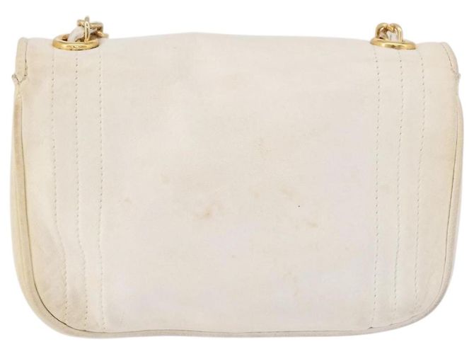 CHANEL Chain Shoulder Bag Lammleder Weiß Gold CC Auth 186589A Golden - Ansicht 2