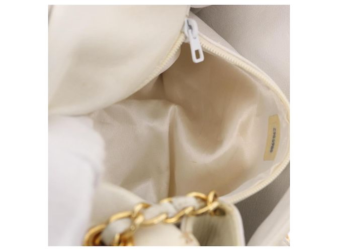 CHANEL Chain Shoulder Bag Lammleder Weiß Gold CC Auth 186589A Golden - Ansicht 22