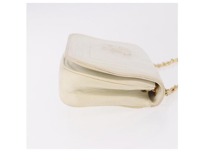 CHANEL Chain Shoulder Bag Lammleder Weiß Gold CC Auth 186589A Golden - Ansicht 4