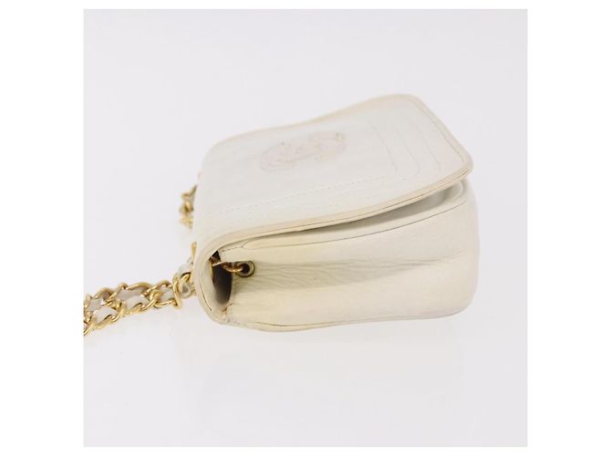 CHANEL Chain Shoulder Bag Lammleder Weiß Gold CC Auth 186589A Golden - Ansicht 5