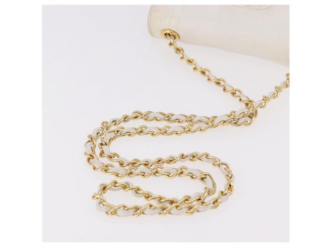 CHANEL Chain Shoulder Bag Lammleder Weiß Gold CC Auth 186589A Golden - Ansicht 8