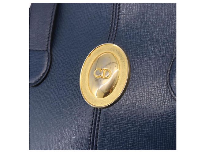 Borsa a tracolla Christian Dior in pelle blu e oro Auth bs35948 D'oro - vista 14