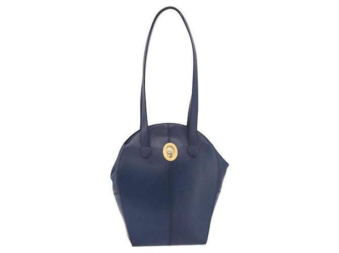 Borsa a tracolla Christian Dior in pelle blu e oro Auth bs35948 D'oro - vista 2