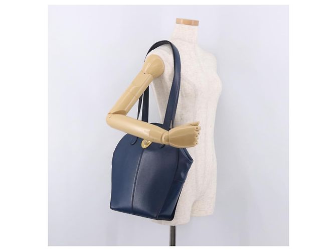 Borsa a tracolla Christian Dior in pelle blu e oro Auth bs35948 D'oro - vista 21