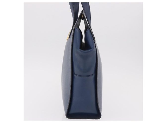 Borsa a tracolla Christian Dior in pelle blu e oro Auth bs35948 D'oro - vista 4