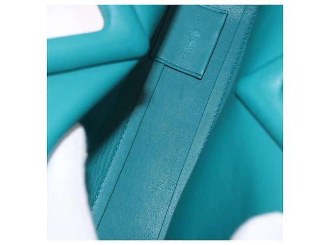 Bottega Veneta Borsa Small Triangle Point BOTTEGAVENETA in pelle 2way Turquoise Blue Auth bs35952V Turchese - vista 11